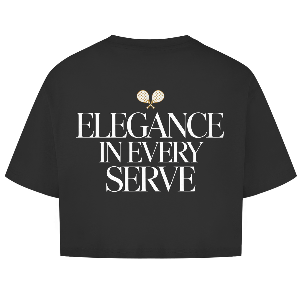 Damen Oversize Crop Top "Elegance in every Serve"