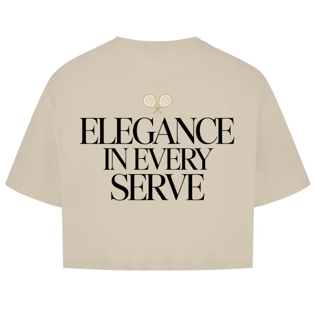 Damen Oversize Crop Top "Elegance in every Serve"