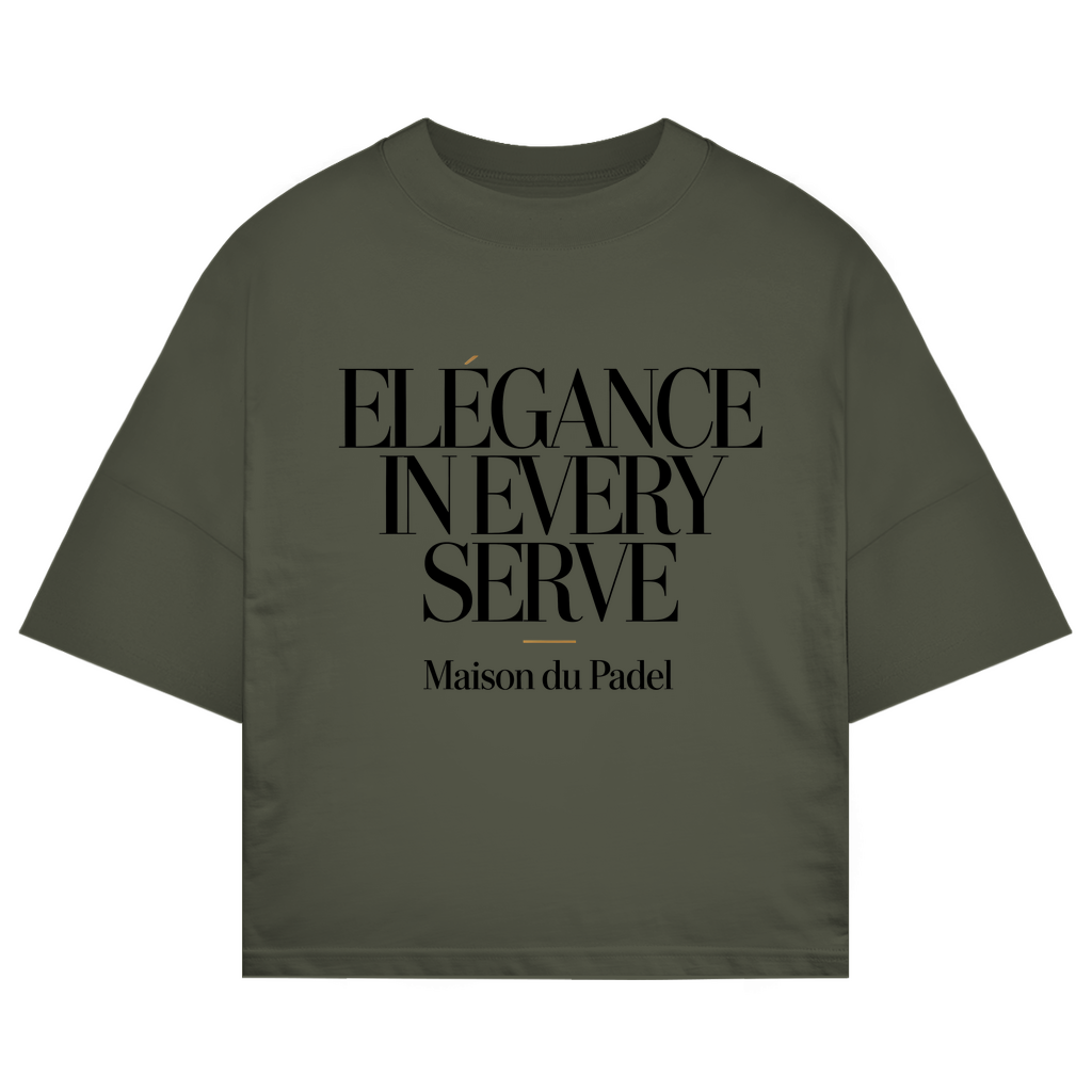 Oversize T-Shirt "Elegance in every Serve" Frontprint