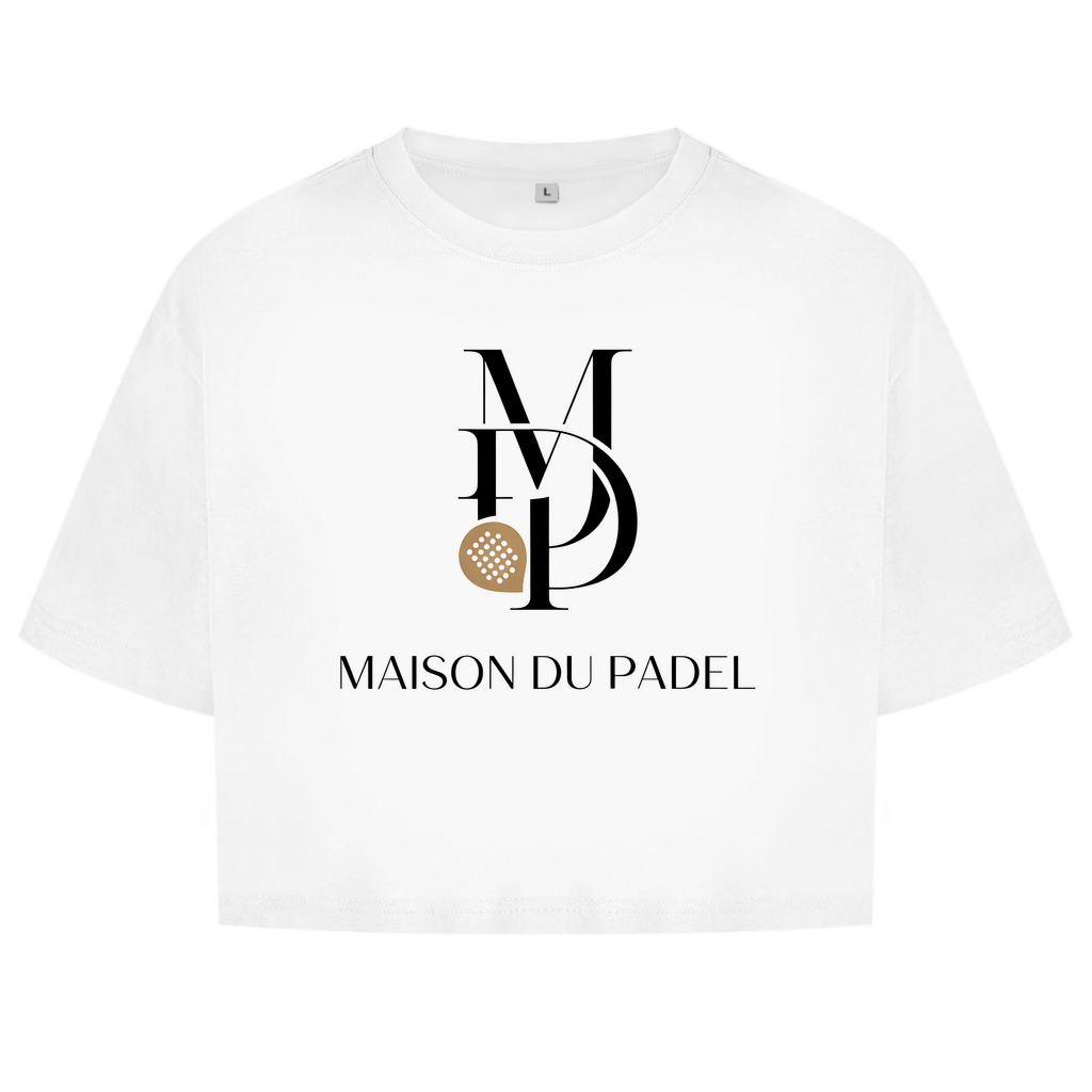 Damen Oversize Crop Top Shirt "Maison du Padel" Logo