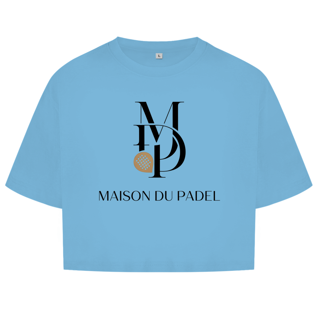 Damen Oversize Crop Top Shirt "Maison du Padel" Logo