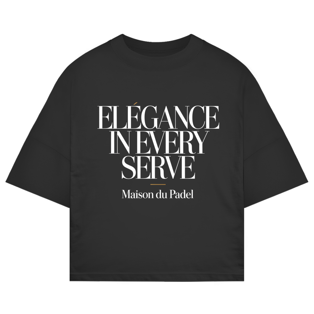 Oversize T-Shirt "Elegance in every Serve" Frontprint