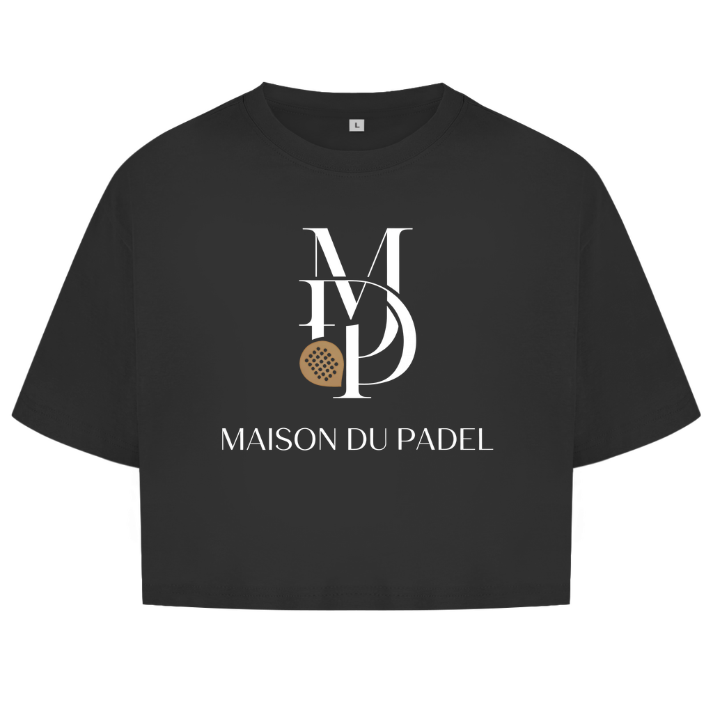 Damen Oversize Crop Top Shirt "Maison du Padel" Logo